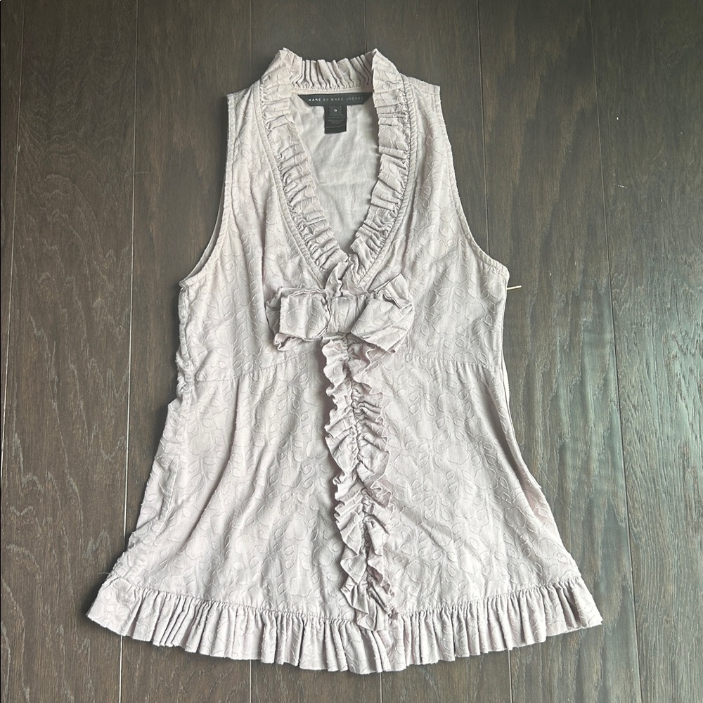 Marc by Marc Jacobs lavender sleeveless ruffle bow top 0